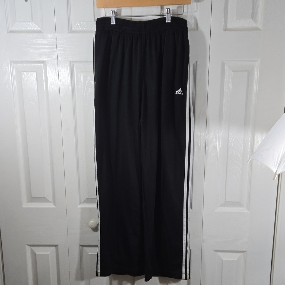 adidas Kids Black Sweatpants with White Stripes